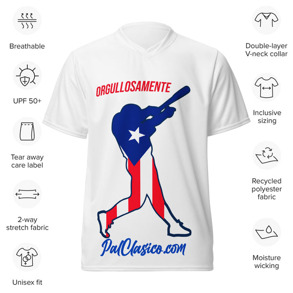 Vertical Puerto Rican Flag | Orgullosamente Puertorriqueña | Beisbol Puertorriqueño | Puerto Rican Baseball | Puerto Rico's Dream Team | Dry Fit Mesh Sports Jersey