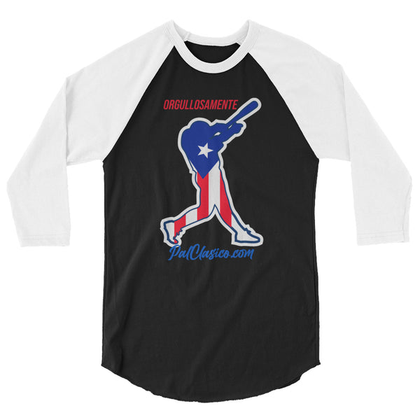 Vertical Puerto Rican Flag | Orgullosamente Puertorriqueña | Beisbol Puertorriqueño | Puerto Rican Baseball | Puerto Rico's Dream Team | 3/4 sleeve raglan shirt