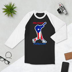 Vertical Puerto Rican Flag | Orgullosamente Puertorriqueña | Beisbol Puertorriqueño | Puerto Rican Baseball | Puerto Rico's Dream Team | 3/4 sleeve raglan shirt