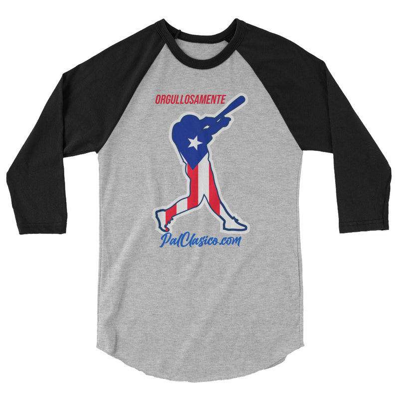 Vertical Puerto Rican Flag | Orgullosamente Puertorriqueña | Beisbol Puertorriqueño | Puerto Rican Baseball | Puerto Rico's Dream Team | 3/4 sleeve raglan shirt