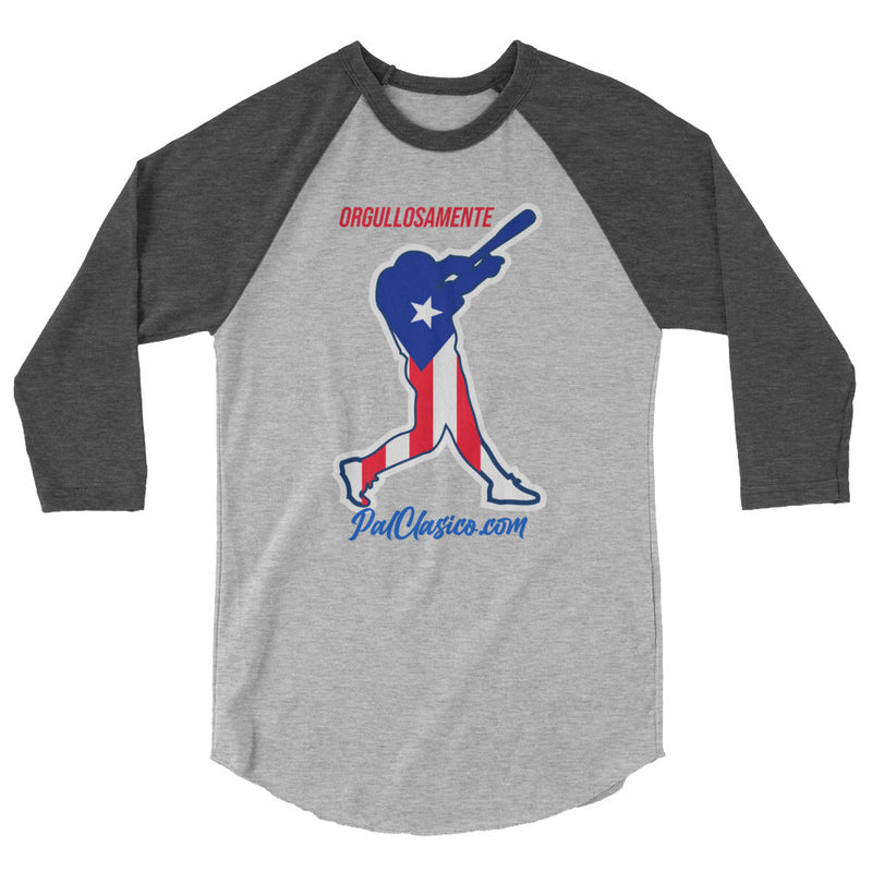 Vertical Puerto Rican Flag | Orgullosamente Puertorriqueña | Beisbol Puertorriqueño | Puerto Rican Baseball | Puerto Rico's Dream Team | 3/4 sleeve raglan shirt