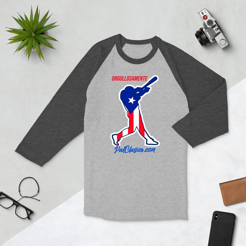 Vertical Puerto Rican Flag | Orgullosamente Puertorriqueña | Beisbol Puertorriqueño | Puerto Rican Baseball | Puerto Rico's Dream Team | 3/4 sleeve raglan shirt