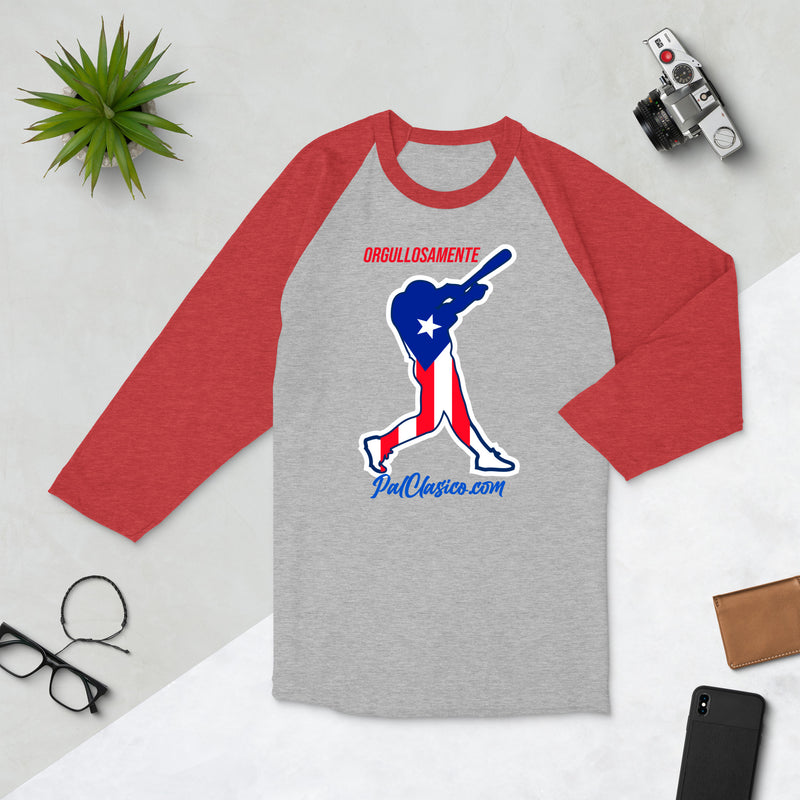 Vertical Puerto Rican Flag | Orgullosamente Puertorriqueña | Beisbol Puertorriqueño | Puerto Rican Baseball | Puerto Rico's Dream Team | 3/4 sleeve raglan shirt