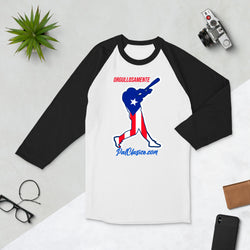 Vertical Puerto Rican Flag | Orgullosamente Puertorriqueña | Beisbol Puertorriqueño | Puerto Rican Baseball | Puerto Rico's Dream Team | 3/4 sleeve raglan shirt