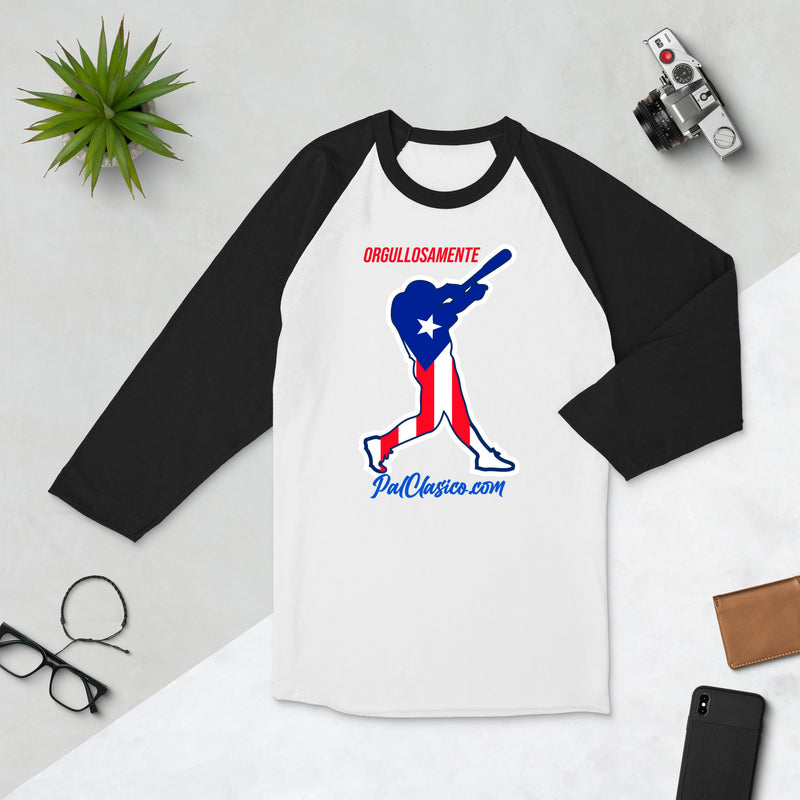 Vertical Puerto Rican Flag | Orgullosamente Puertorriqueña | Beisbol Puertorriqueño | Puerto Rican Baseball | Puerto Rico's Dream Team | 3/4 sleeve raglan shirt