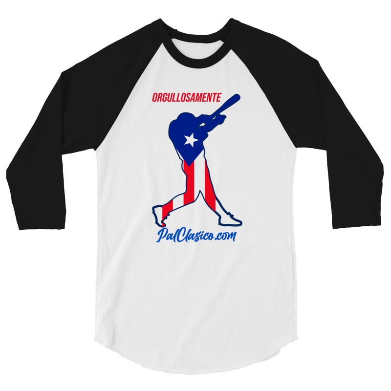 Vertical Puerto Rican Flag | Orgullosamente Puertorriqueña | Beisbol Puertorriqueño | Puerto Rican Baseball | Puerto Rico's Dream Team | 3/4 sleeve raglan shirt