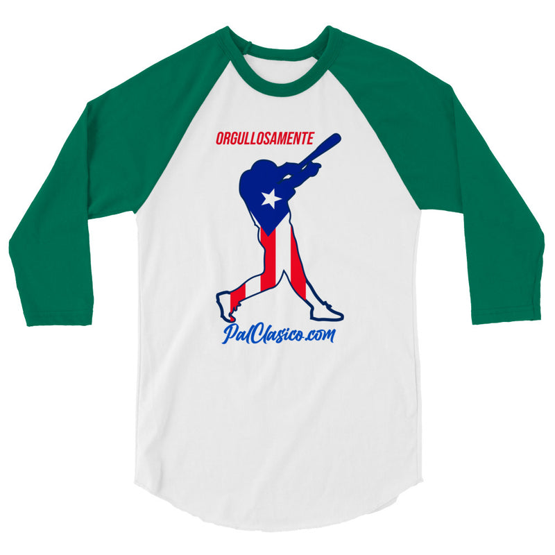 Vertical Puerto Rican Flag | Orgullosamente Puertorriqueña | Beisbol Puertorriqueño | Puerto Rican Baseball | Puerto Rico's Dream Team | 3/4 sleeve raglan shirt