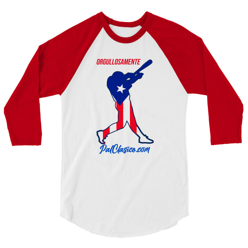Vertical Puerto Rican Flag | Orgullosamente Puertorriqueña | Beisbol Puertorriqueño | Puerto Rican Baseball | Puerto Rico's Dream Team | 3/4 sleeve raglan shirt