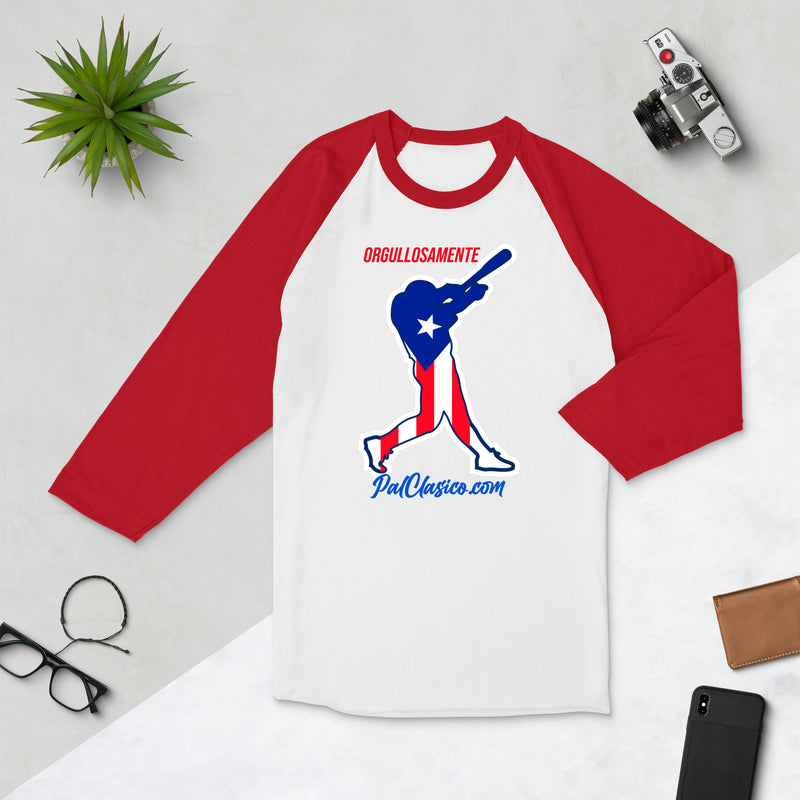 Vertical Puerto Rican Flag | Orgullosamente Puertorriqueña | Beisbol Puertorriqueño | Puerto Rican Baseball | Puerto Rico's Dream Team | 3/4 sleeve raglan shirt