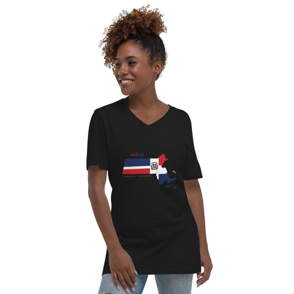 Massachusetts | Dominican Heritage | Mi Herencia | Mis Raices | Women's V Neck T-Shirt