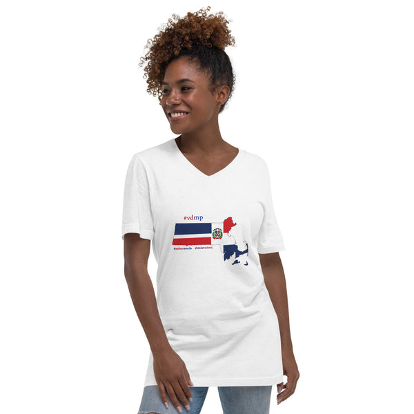 Massachusetts | Dominican Heritage | Mi Herencia | Mis Raices | Women's V Neck T-Shirt