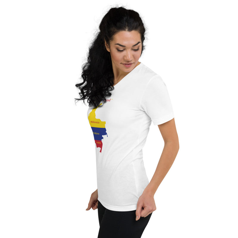 Colombia | Que Pena Con Usted | Mi Herencia | Mis Raices | Unisex Short Sleeve V-Neck T-Shirt